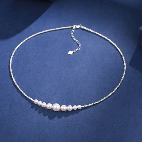 Freshwater White Pearl Silver Shards Necklace - House Of Pearls